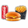 Combo cheddar (Pão de 50g com hambúrguer 56g, cheddar, molho Billy Jack e alface) + Coca-Cola 200ml + Batata frita 100g
